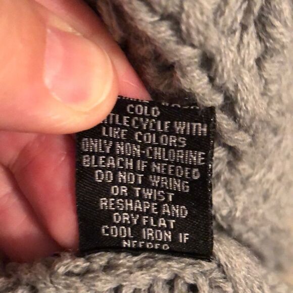 moon & madison M Gray Chunky Cable Knit Open Front Cardigan w Pockets - Picture 10 of 12